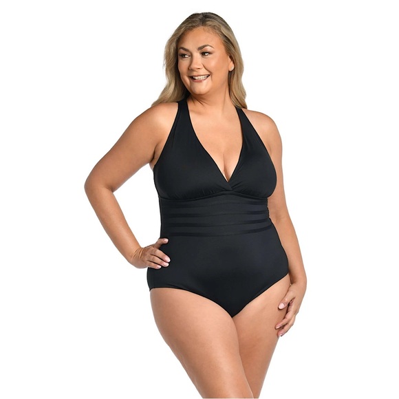 La Blanca Island Goddess Multi-Strap Cross-Back One Piece - Black 16 - Picture 1 of 5